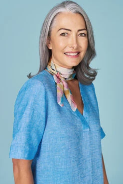 Parisian Floral Square Scarf -Blue Illusion FADEDFLORALSQSCARF2065edit