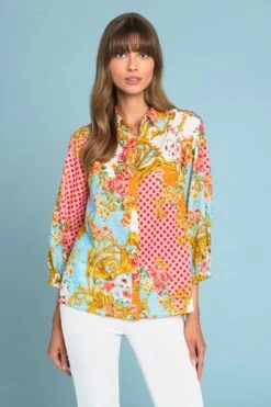 Floral Print Cotton Shirt 9 Floral Print Cotton Shirt -Blue Illusion FLORALPRINTCOTTONSHIRT9775edit
