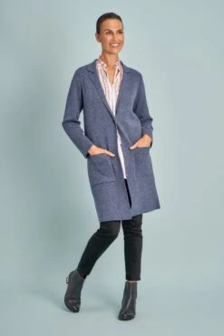 Knitted Trench -Blue Illusion FRILLDETAILBLOUSE3578edit