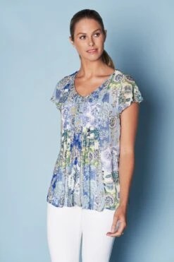 Frill Sleeve Top -Blue Illusion FRILLSLEEVETOP1907edit