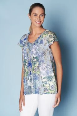 Frill Sleeve Top -Blue Illusion FRILLSLEEVETOP1920edit