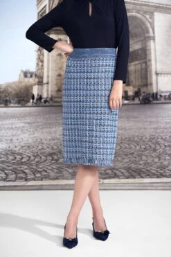 Fringed Knit Skirt -Blue Illusion FRINGEDKNITSKIRT7300263edit