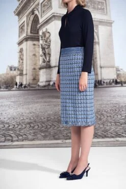 Fringed Knit Skirt -Blue Illusion FRINGEDKNITSKIRT7300264edit