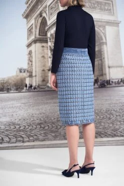 Fringed Knit Skirt -Blue Illusion FRINGEDKNITSKIRT7300272edit