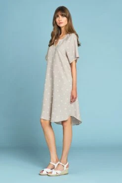 Gathered French Linen Dress -Blue Illusion GATHEREDFRENCHLINENDRESS0472edit