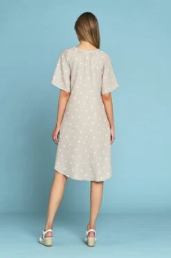 Gathered French Linen Dress -Blue Illusion GATHEREDFRENCHLINENDRESS0477edit