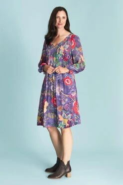 Georgette Pleat Dress -Blue Illusion GEORGETTEPLEATDRESS3139edit