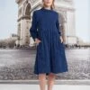 Jacquard Stripe Cotton Dress -Blue Illusion JACQUARDSTRIPECOTTONDRESS7300422edit