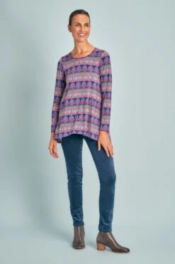 Trapeze Round Neck T-Shirt -Blue Illusion JERSEYTERRY2290edit