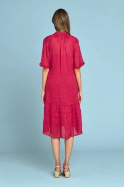 Linen Silk Ruffle Dress 9 Linen Silk Ruffle Dress -Blue Illusion LINENSILKRUFFLEDRESS0446edit
