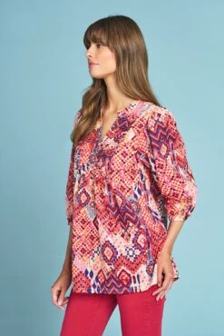 Mosaic Print Cotton Tunic -Blue Illusion MOSAICPRINTCOTTONTUNIC0600edit