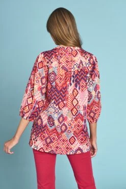 Mosaic Print Cotton Tunic -Blue Illusion MOSAICPRINTCOTTONTUNIC0610edit