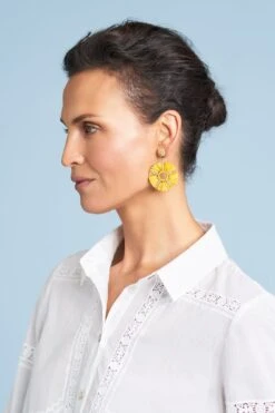 Mustard Fray Earrings -Blue Illusion MUSTARDSTRAWEARRINGS0694edit