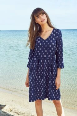 Clipped Jacquard Linen Dress