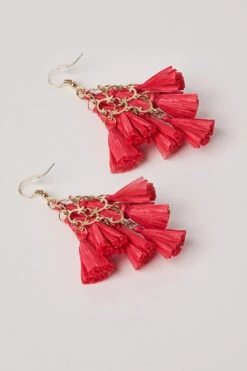 Neon Coral Tassel Earring -Blue Illusion NEONCORALTASSELEARRING0783 Edit edit
