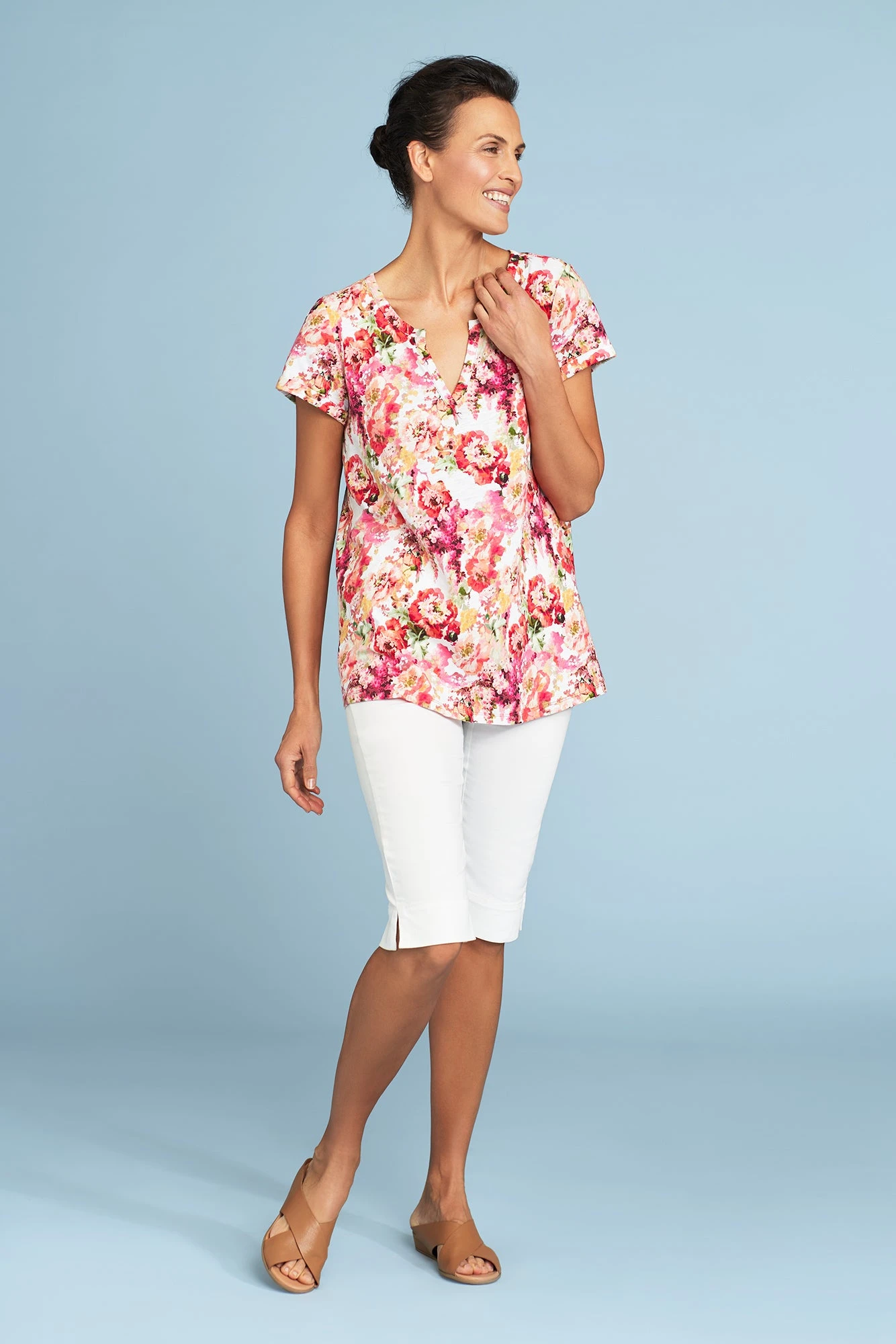 Notch Neck Cotton Tee 4 Notch Neck Cotton Tee - Image 2