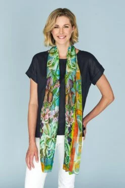 Orchid Blooms Scarf -Blue Illusion ORCHIDBLOOMSSCARFedit Copy