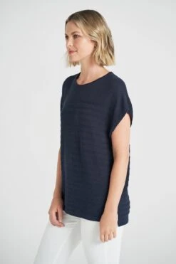 Ottoman Stitch Knit Top -Blue Illusion OTTOMANSTITCHKNITTOP6847edit