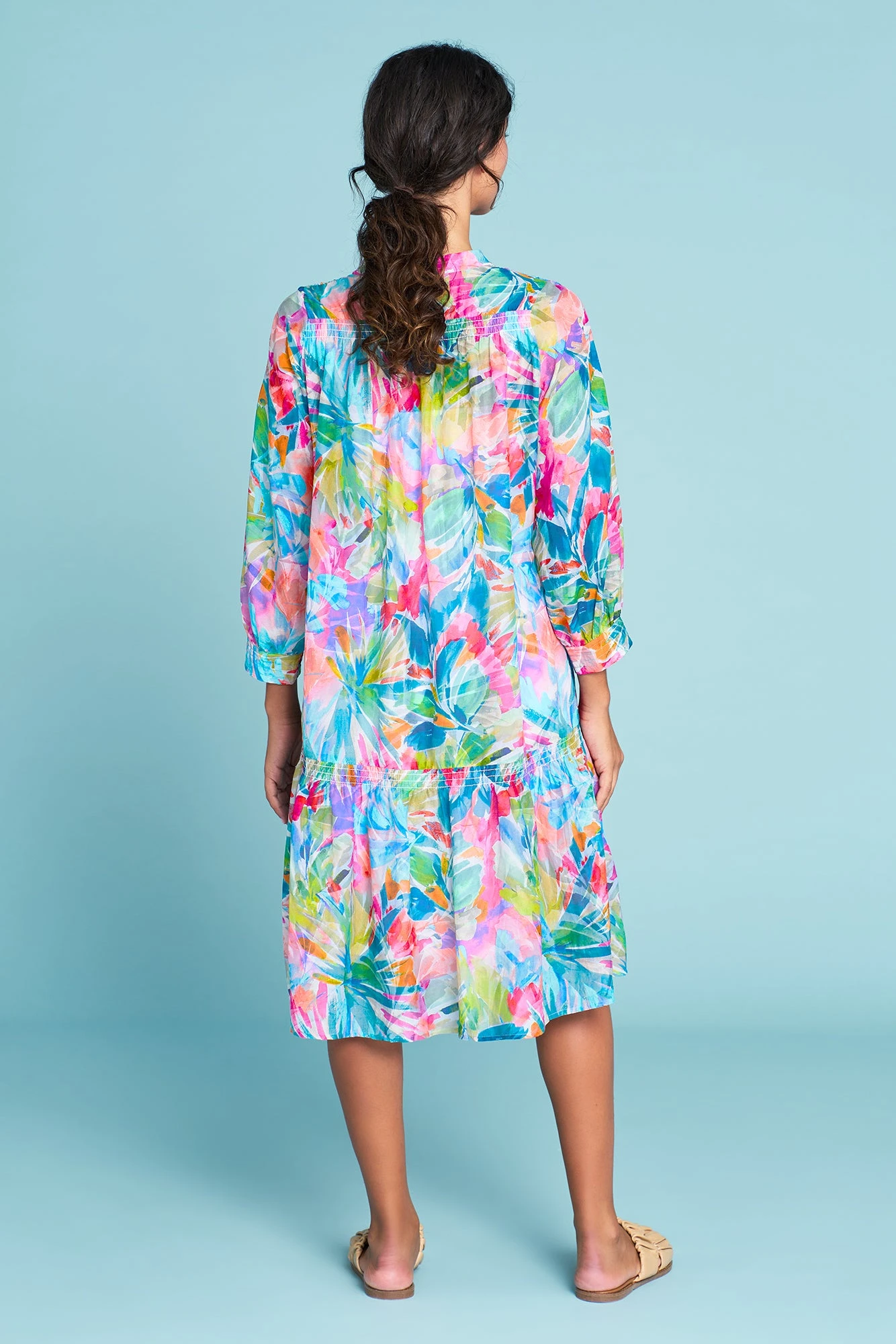 Palm Print Cotton Silk Dress 5 Palm Print Cotton Silk Dress - Image 3