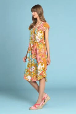 Pleat Front Midi Dress -Blue Illusion PLEATFRONTMIDIDRESS6867edit