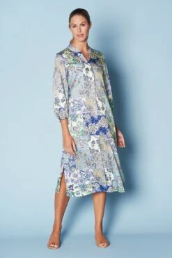 Printed Cotton Shirt Dress -Blue Illusion PRINTEDCOTTONSHIRTDRESS1780edit