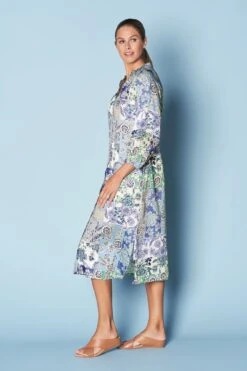 Printed Cotton Shirt Dress -Blue Illusion PRINTEDCOTTONSHIRTDRESS1790edit