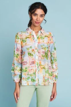 Printed Cotton Silk Shirt -Blue Illusion PRINTEDCOTTONSILKSHIRT1608edit