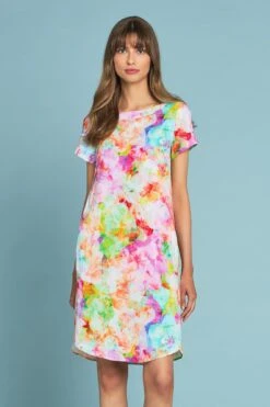 Printed Linen Dress -Blue Illusion PRINTEDFRENCHLINENDRESS9496edit