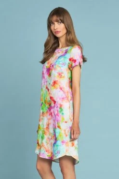 Printed Linen Dress -Blue Illusion PRINTEDFRENCHLINENDRESS9508edit