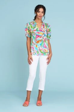 Printed Frill Neck Blouse -Blue Illusion PRINTEDFRILLNECKBLOUSE3edit