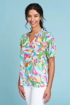 Printed Frill Neck Blouse