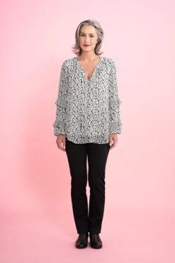 Printed Ruffle Blouse 9 Printed Ruffle Blouse -Blue Illusion PRINTEDTOPREDO5482edit