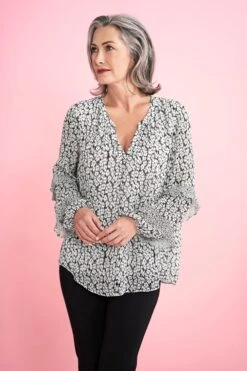 Printed Ruffle Blouse