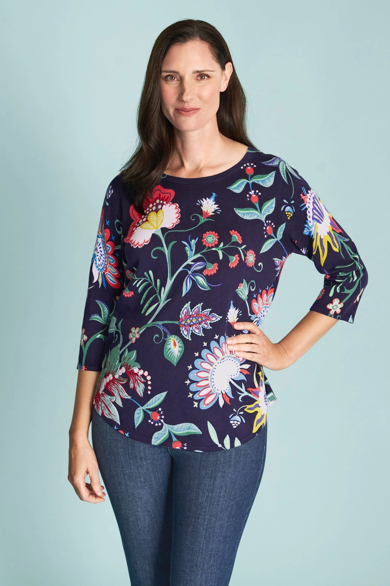 Print Scoop Hem Knit 4 Print Scoop Hem Knit - Image 2