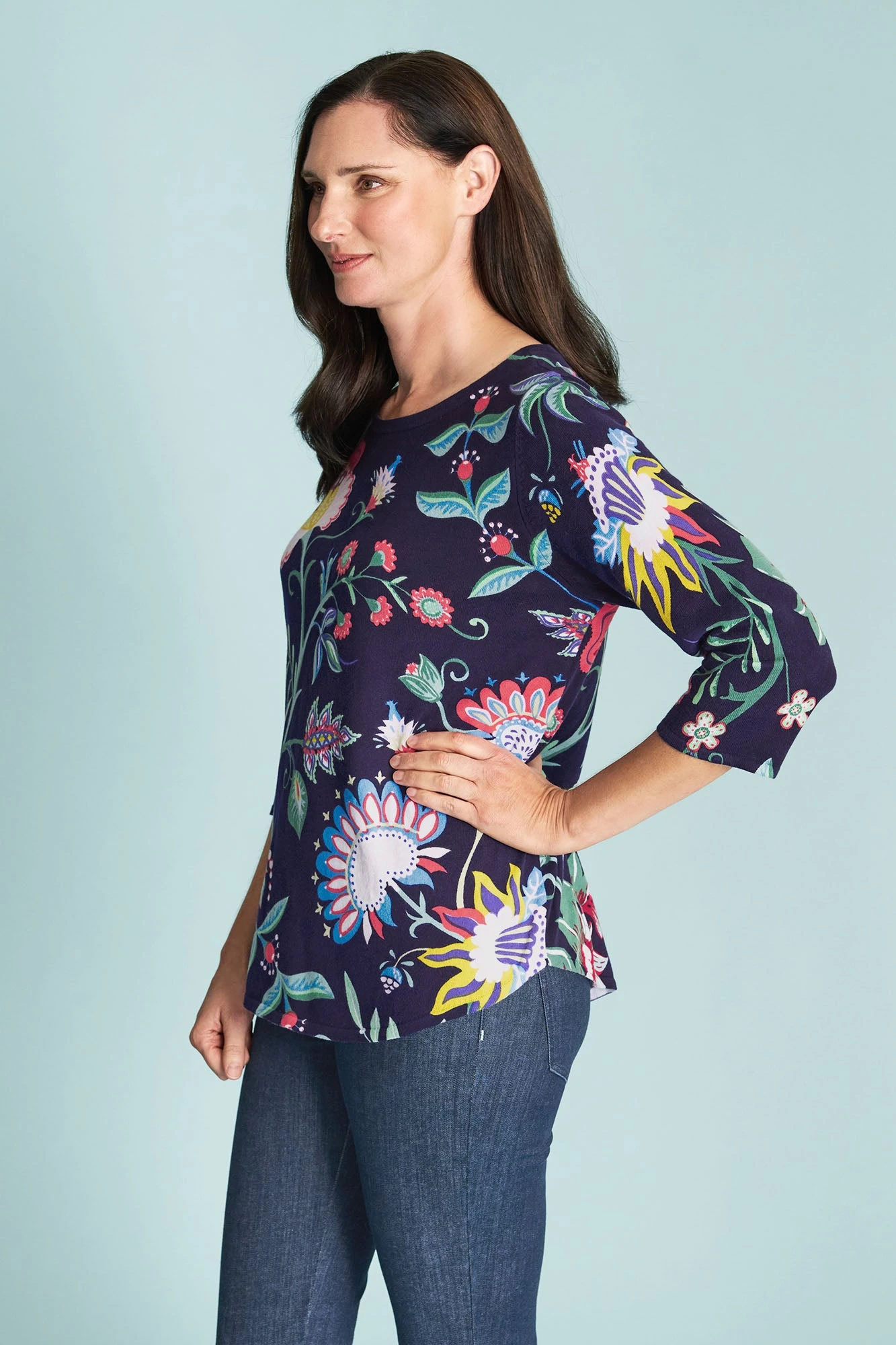 Print Scoop Hem Knit 6 Print Scoop Hem Knit - Image 4