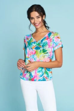 Print V-Neck T-Shirt