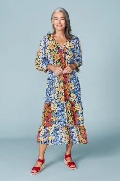 Vintage Floral Dress -Blue Illusion RB VINTAGEFLORALDRESS2796edit