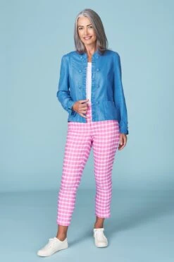 Ruffle Trim Linen Jacket 9 Ruffle Trim Linen Jacket -Blue Illusion RC RUFFLETRIMLINENJACKET2572edit