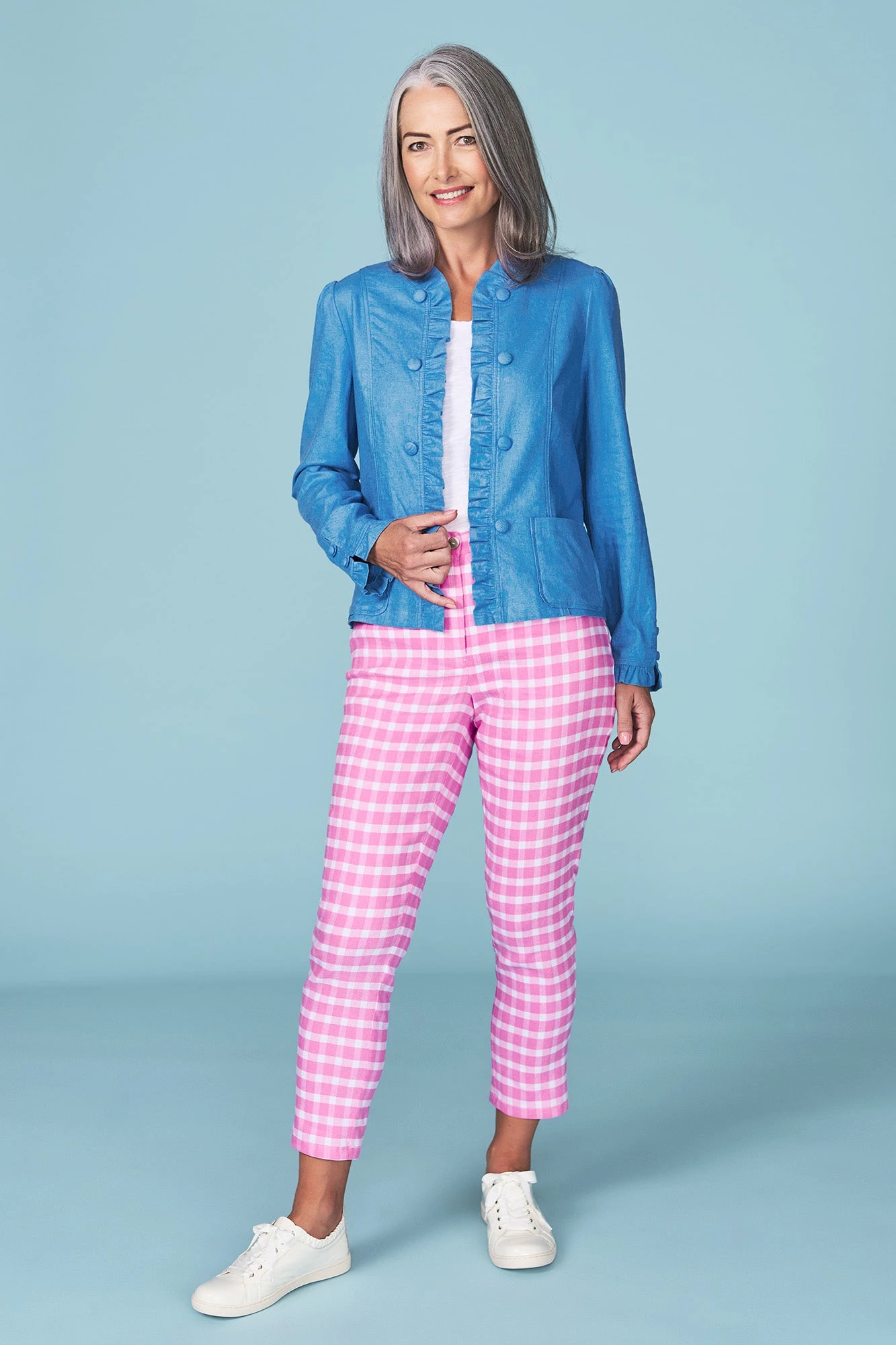 Ruffle Trim Linen Jacket 5 Ruffle Trim Linen Jacket - Image 3