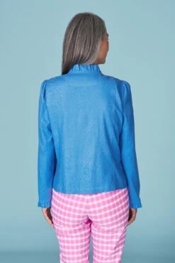 Ruffle Trim Linen Jacket 11 Ruffle Trim Linen Jacket -Blue Illusion RC RUFFLETRIMLINENJACKET2602edit