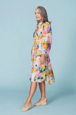 Floral Cotton Shirt Dress -Blue Illusion RCFloralCottonshirtDress1937edit