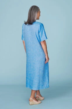 Linen A-Line Midi Dress -Blue Illusion RCLINENA LINEMIDIDRESS2018edit