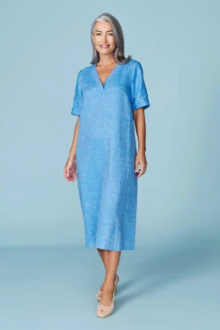 Linen A-Line Midi Dress