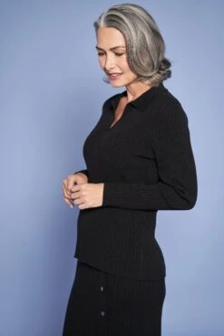 Ribbed Polo Neck Knit -Blue Illusion RIBBEDPOLONECKKNIT4852edit