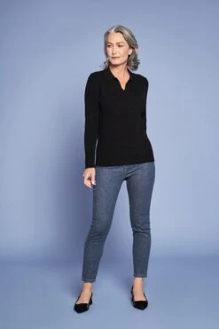 Ribbed Polo Neck Knit -Blue Illusion RIBBEDPOLONECKKNIT4868edit