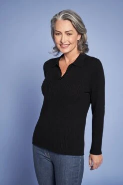 Ribbed Polo Neck Knit -Blue Illusion RIBBEDPOLONECKKNIT4877edit