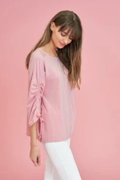 Ruched Sleeve T-Shirt -Blue Illusion RUCHEDSLEEVET SHIRT7306366edit