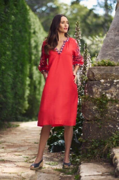 Embroidered A-Line Dress