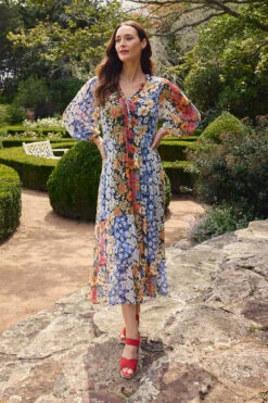 Vintage Floral Dress -Blue Illusion RueDeBarres Campaign 0567edit