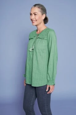 Blue Illusion -Blue Illusion SHIRREDCOTTONBLOUSE4415edit